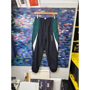 Diadora Mens Vintage Colorblock Track Pants Black Green White Windbreaker Small